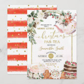 Winter Bloemige Prettige Kleine Kerst Par - Thee Kaart (Voorkant / Achterkant)