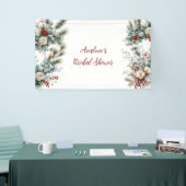 Winter Bloemige Rode Witte Roos Bruiloft Feest Spandoek (Beurs)
