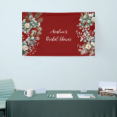 Winter Bloemige Rode Witte Rozen Bruiloft Feest Spandoek (Beurs)