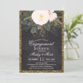 Winter Bloemrijke Uitnodiging voor Verlovingsdiner (Staand voorkant)