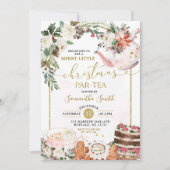 Winter Bloemrijke Vrolijke Kleine Kerst Par - Thee Kaart (Voorkant)