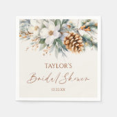 Winter Bloemstuk Dennnenboom Bruidsdiner Servet (Voorkant)