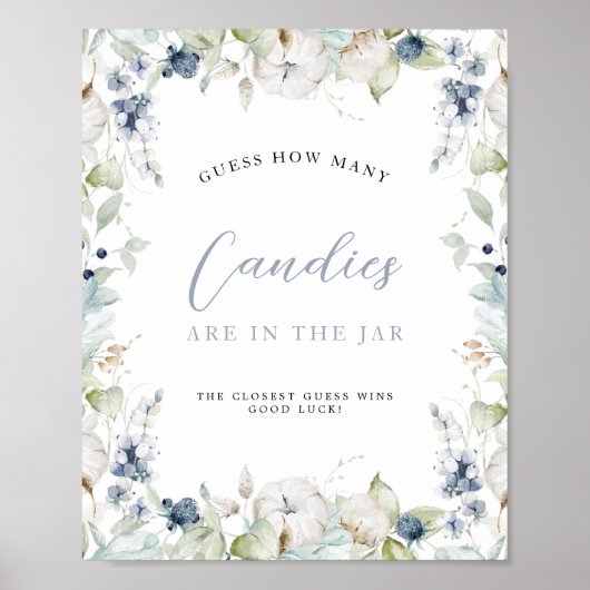 Winter Bloemstuk 'Raad Hoeveel' Bruidsmeisje Feest Poster (Voorkant)