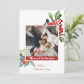 Winter Bloemstuk Rode Bessen Dennnen Kerstkaart Kaart (Staand voorkant)