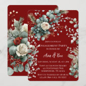 Winter Bloemstuk Rode Witte Roos Betrokkenheidsfee Kaart (Voorkant / Achterkant)