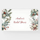 Winter Bloemstuk Rode Witte Roos Bruidsdouche Spandoek (Horizontaal)