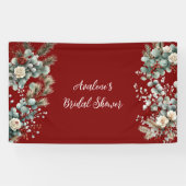 Winter Bloemstuk Rode Witte Roos Bruidsdouche Spandoek (Horizontaal)