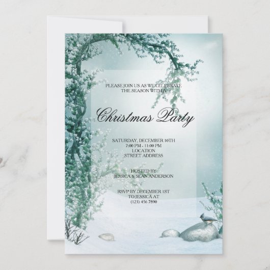 Winter Bloesem Landschap & Kardinaal Kerstfeest Kaart (Voorkant)