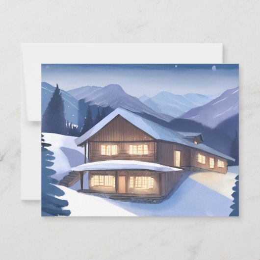 Winter Blokhut Feestdagenkaart (Voorkant)