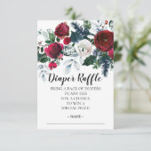 Winter Bloom Baby shower Luier Raffle Ticket Kaart (Staand voorkant)