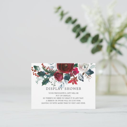 Winter Bloom Bloemen Vrijgezellenfeest Display Dou Informatiekaartje (Staand voorkant)