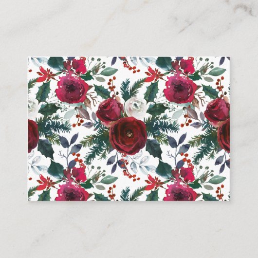 Winter Bloom Bloemen Vrijgezellenfeest Display Dou Informatiekaartje (Achterkant)