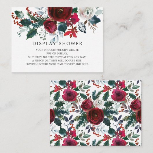 Winter Bloom Bloemen Vrijgezellenfeest Display Dou Informatiekaartje (Voorkant / Achterkant)