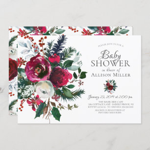 Winter Bloom Floral Baby shower Kaart