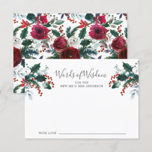 Winter Bloom Floral Bridal Words of Wisdom Card Kaart