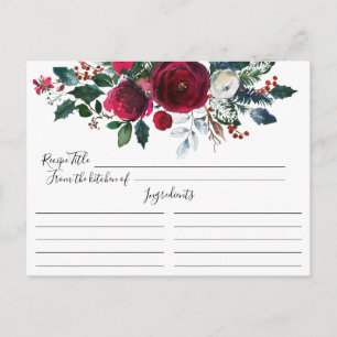 Winter Bloom Floral Vrijgezellenfeest Recipcard Briefkaart