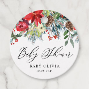 Winter Blooms Garland Floral Baby shower Bedankjes Labels