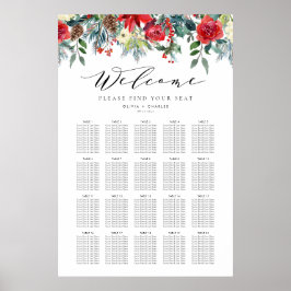 Winter Blooms Garland Wedding Seating Chart Poster