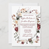 Winter Blooms Gold Lijst - Bourgogne - Bruiloft | Kaart (Voorkant)