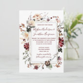 Winter Blooms Gold Lijst - Bourgogne - Bruiloft | Kaart (Staand voorkant)