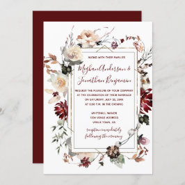 Winter Blooms Gold Lijst - Bourgogne - Bruiloft | Kaart