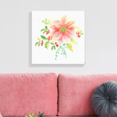 Winter Blooms | Roze Blooming Poinsettia Canvas Afdruk (Insitu (Woonkamer))