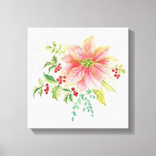 Winter Blooms | Roze Blooming Poinsettia Canvas Afdruk (Voorkant)