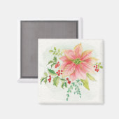 Winter Blooms | Roze Blooming Poinsettia Magneet (Voorkant / Achterkant)
