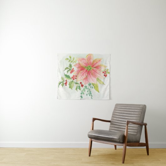 Winter Blooms | Roze Blooming Poinsettia Wandkleed (In Situ (horizontaal))