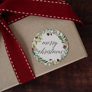 Winter Blooms   Vrolijk kerstfeest Ronde Sticker