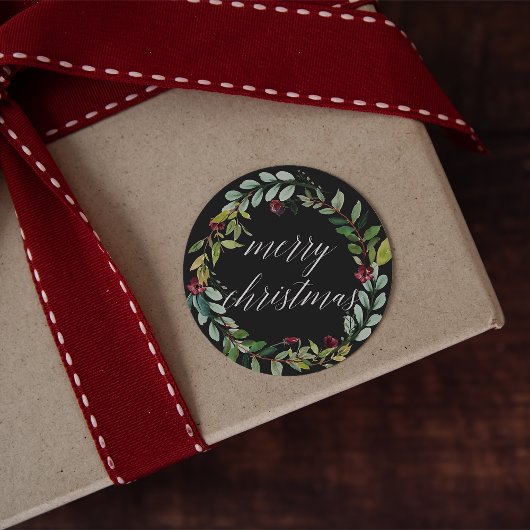 Winter Blooms | Vrolijk kerstfeest Ronde Sticker