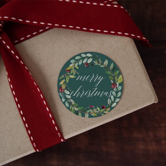 Winter Blooms | Vrolijk kerstfeest Ronde Sticker