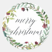 Winter Blooms | Vrolijk kerstfeest Ronde Sticker (Voorkant)