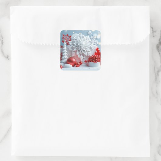 Winter Blossom Composition Vierkante Sticker (Tas)