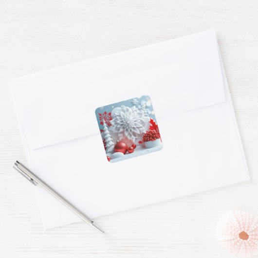 Winter Blossom Composition Vierkante Sticker (Envelop)