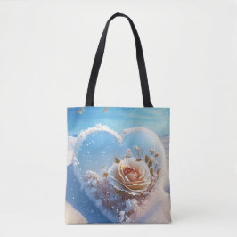 Winter Blossom Heart Tote Bag