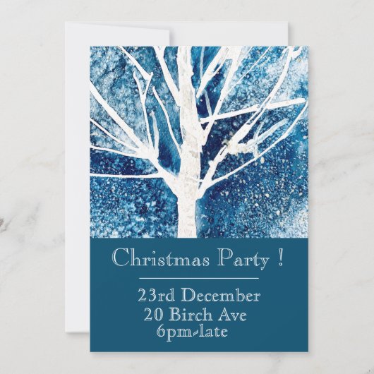 WInter blue and white kerstparty-uitnodiging Kaart (Voorkant)