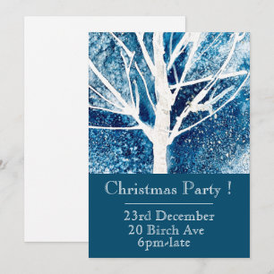 WInter blue and white kerstparty-uitnodiging Kaart