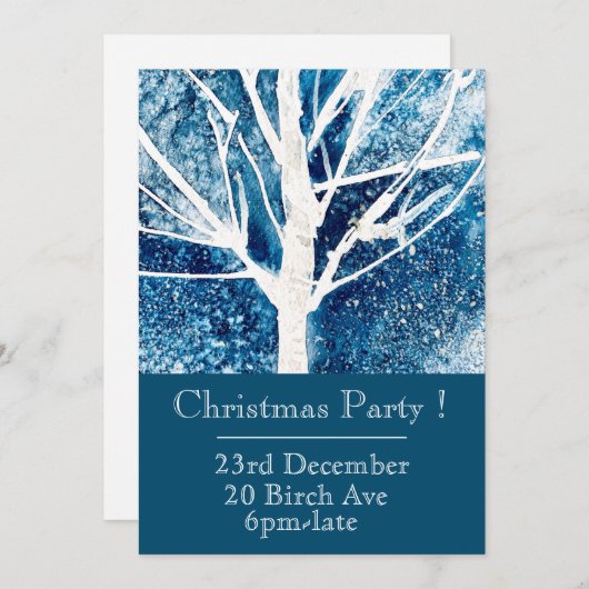 WInter blue and white kerstparty-uitnodiging Kaart (Voorkant / Achterkant)