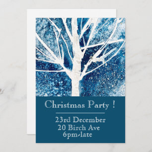 WInter blue and white kerstparty-uitnodiging Kaart