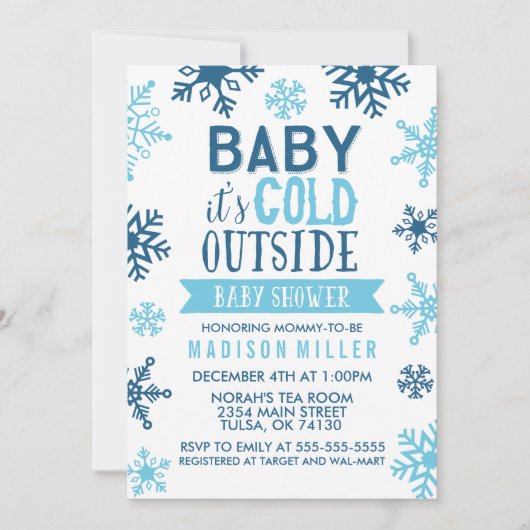Winter Blue Baby Het is koud buiten Baby shower Kaart (Voorkant)