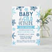 Winter Blue Baby Het is koud buiten Baby shower Kaart (Staand voorkant)