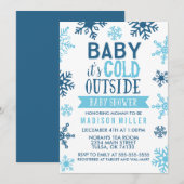Winter Blue Baby Het is koud buiten Baby shower Kaart (Voorkant / Achterkant)