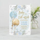 Winter Blue Baby shower Boy Kaart (Staand voorkant)