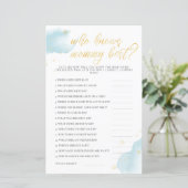 Winter Blue Baby shower Game die mama het beste ke (Staand voorkant)