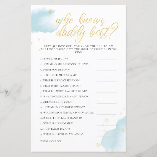 Winter Blue Baby shower Game die papa het beste ke (Voorkant)