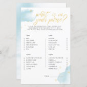 Winter Blue Baby shower Game Wat in je tas (Voorkant / Achterkant)