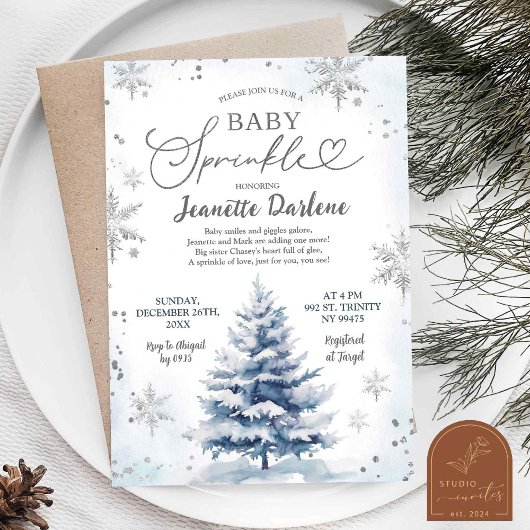 Winter Blue Baby Sprinkle Boy Baby shower Kaart