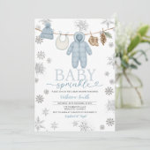 Winter Blue Baby Sprinkle Snowflakes Baby shower Kaart (Staand voorkant)