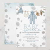 Winter Blue Baby Sprinkle Snowflakes Baby shower Kaart (Voorkant / Achterkant)